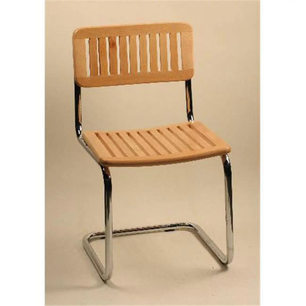 Slat Wood Chair Chrome Frame R979