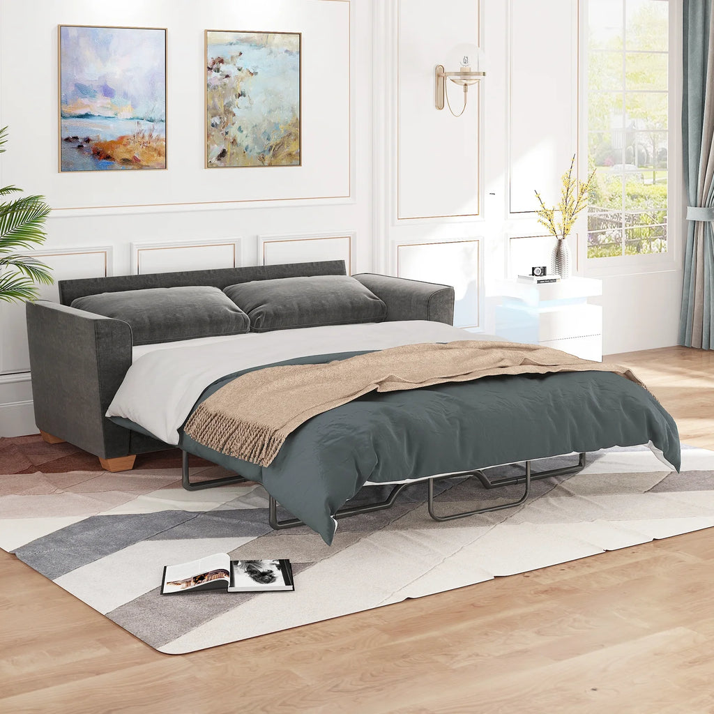 Grey Full Pull Out Sofa Bed with Memory Foam Mattress D400528