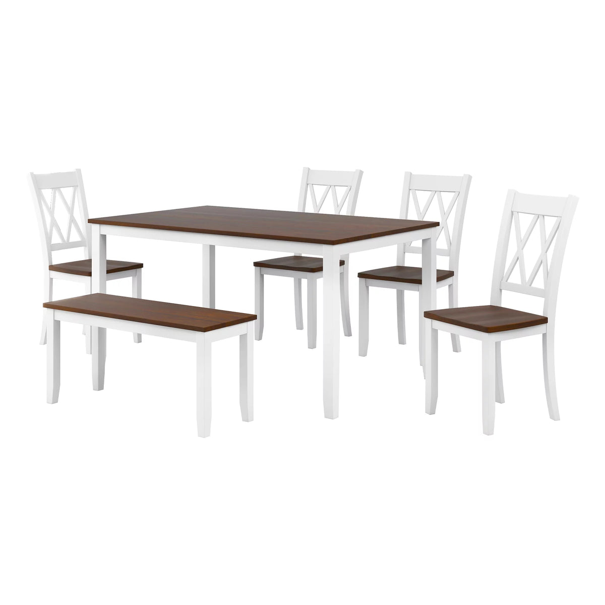 6-Piece Wooden Kitchen Table Set with 4 Chairs and Bench H74960