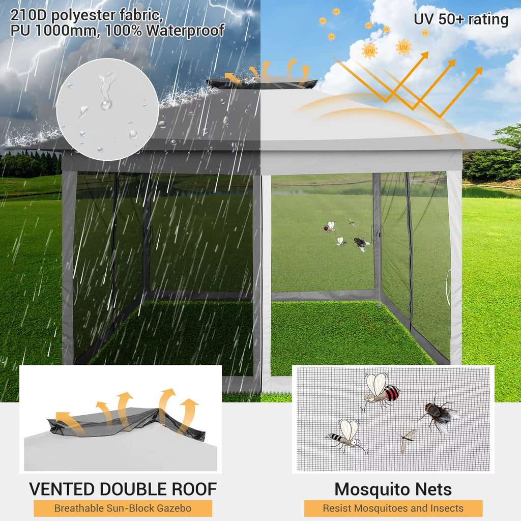 12x12FT Pop Up Gazebo with Mosquito Netting and Carry Bag Z30662