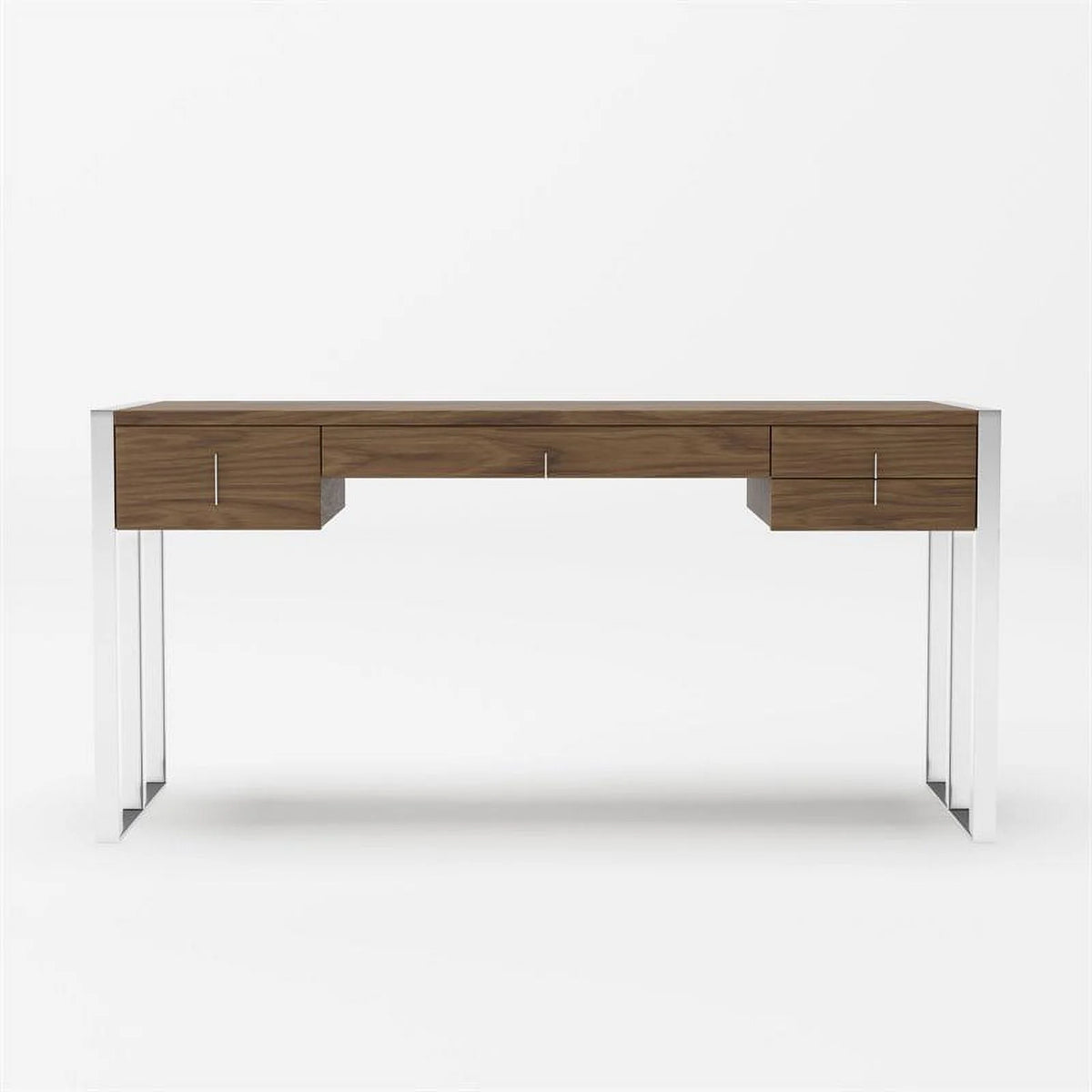 Walnut 4-Drawer Wood & Stainless Steel Desk W40964