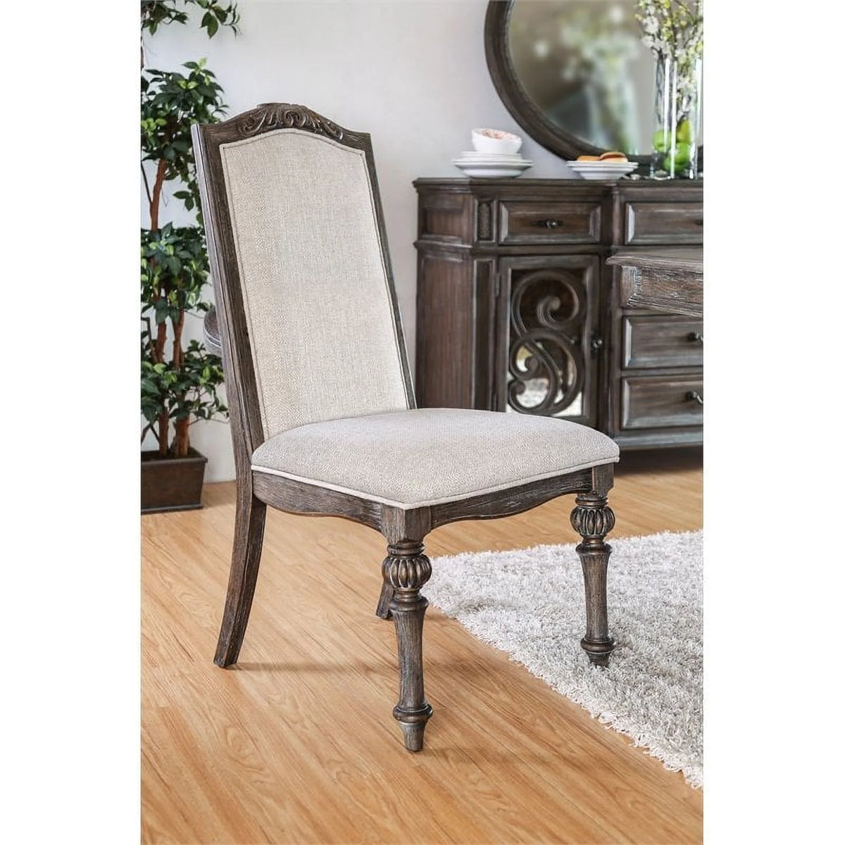 Fabric Padded Dining Chair Set of 2 T90059
