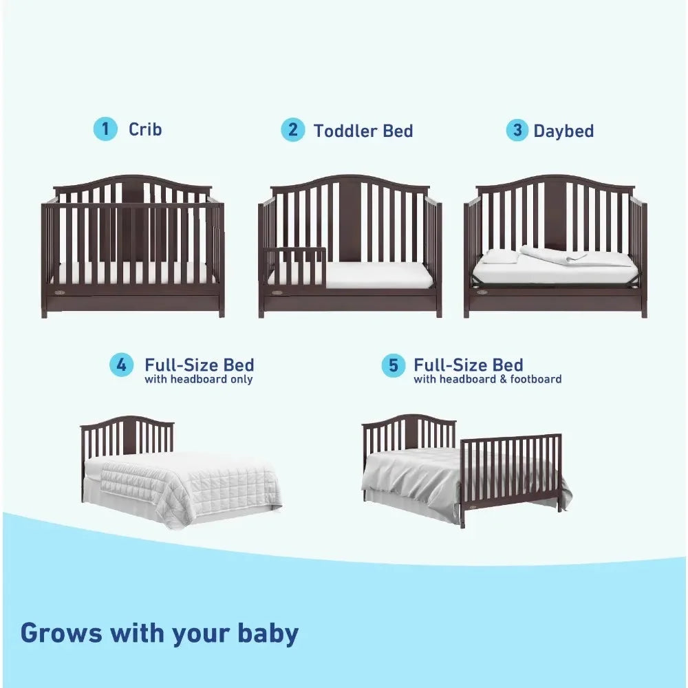 Espresso Convertible Baby Crib with Drawer I60681