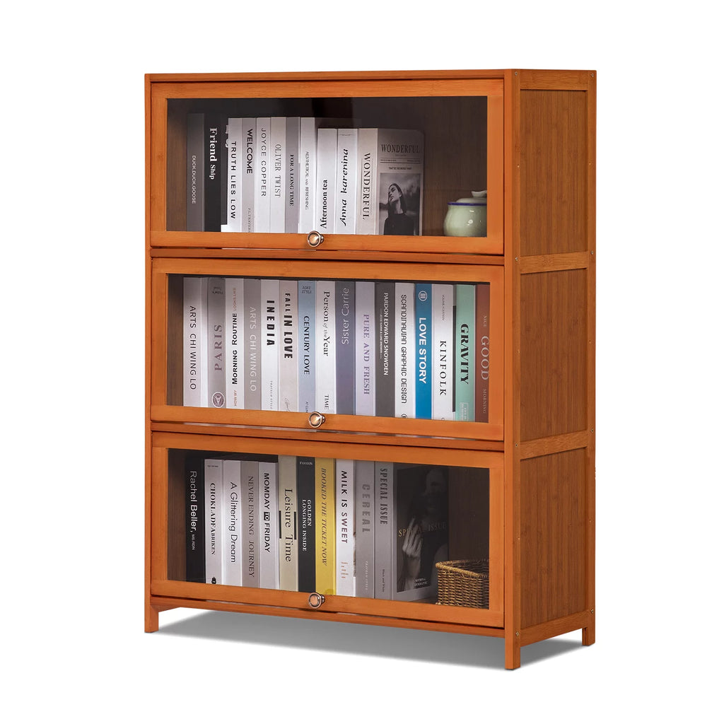 Bamboo 3 Tiers Bookcase with Acrylic Door F57614