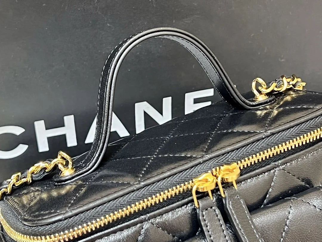 Black Vanity Bag With Strap L289