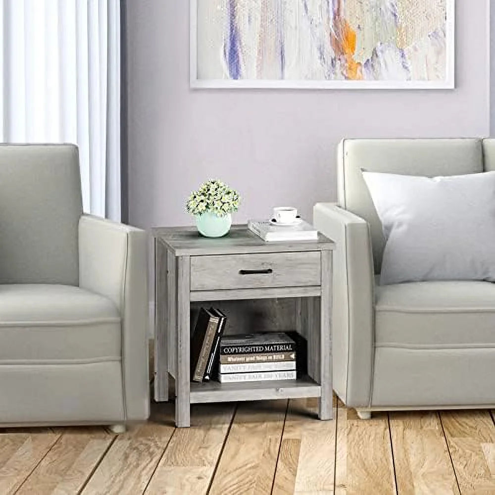 Bamboo Nightstand Set of 2 with Drawer D455
