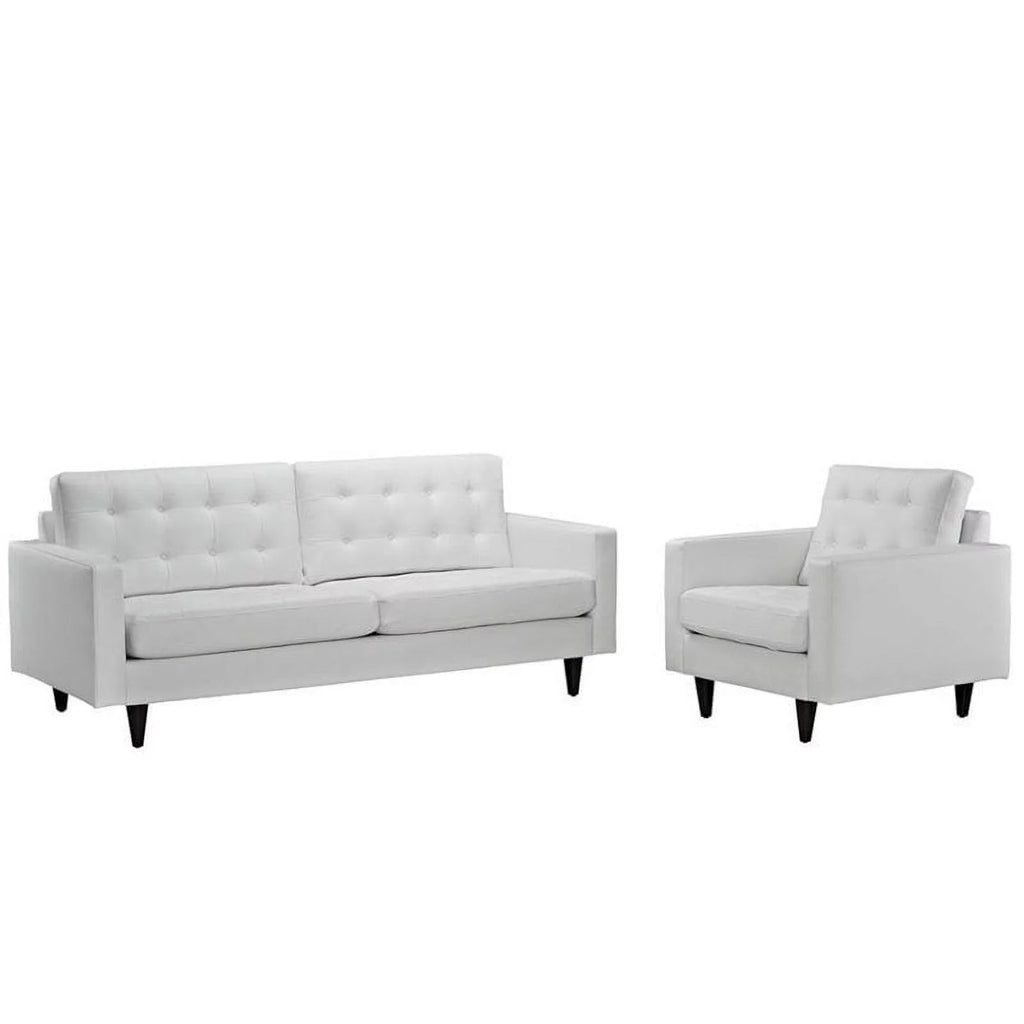 2 Piece White Leather Tufted Sofa Set C815819