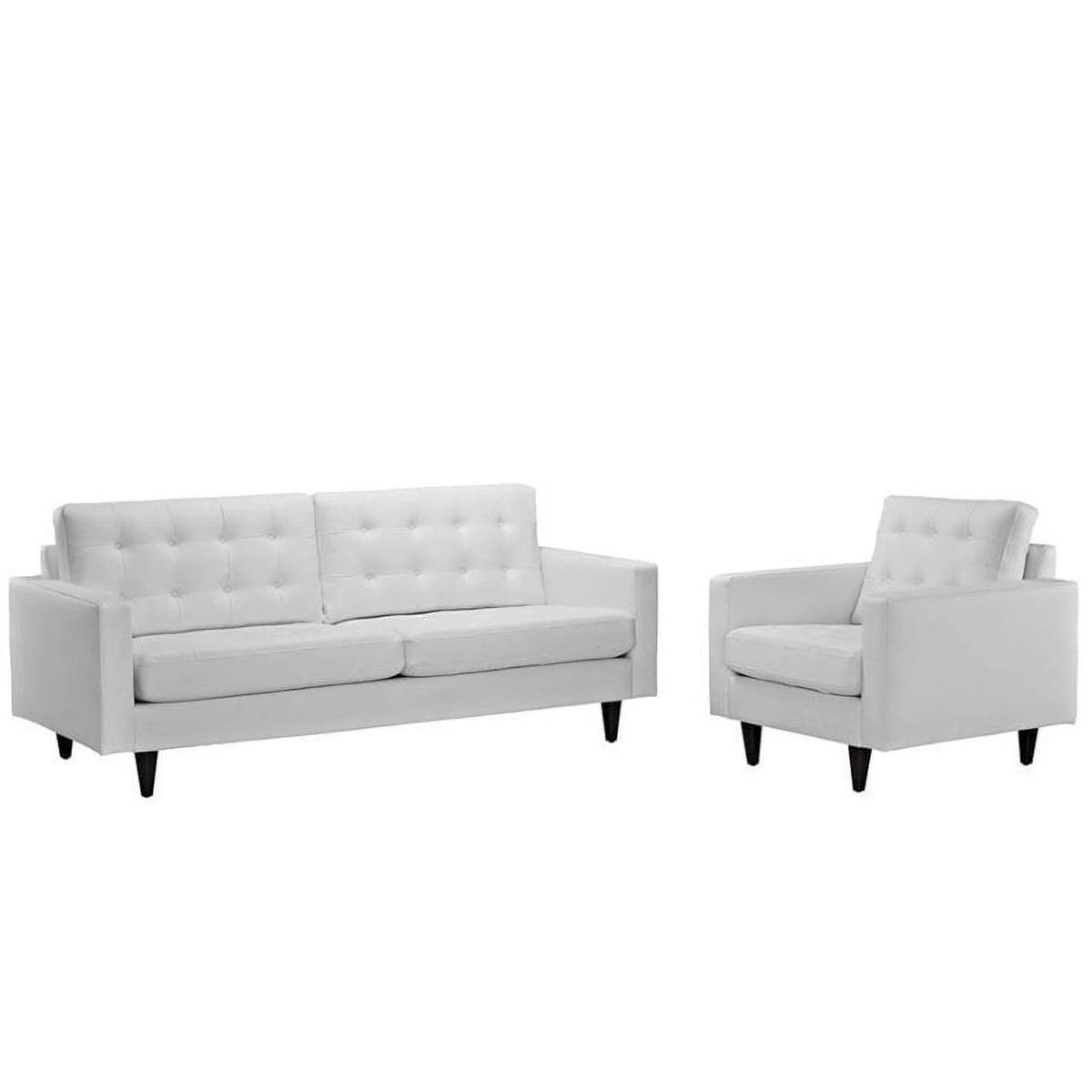 2 Piece White Leather Tufted Sofa Set C815819
