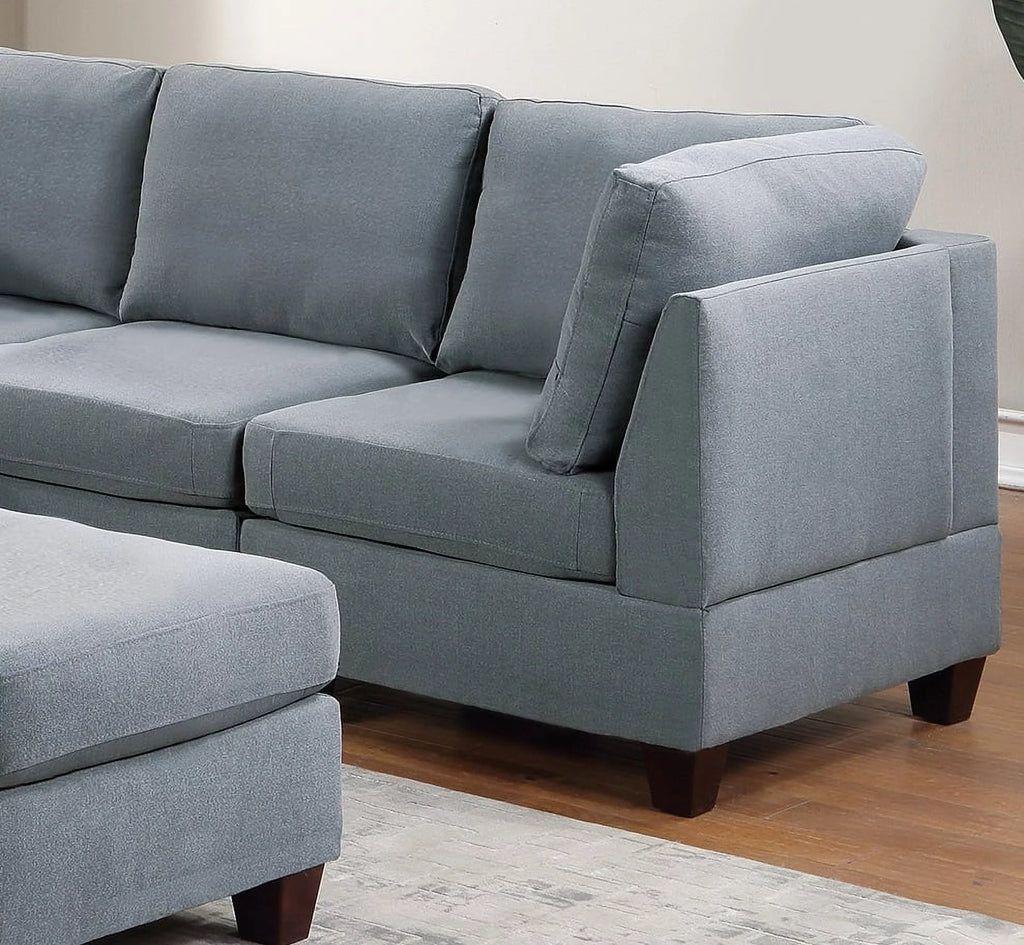 Grey Linen Like Fabric Corner Wedge Sofa A477