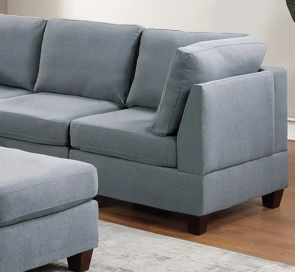 Grey Linen Like Fabric Corner Wedge Sofa A477