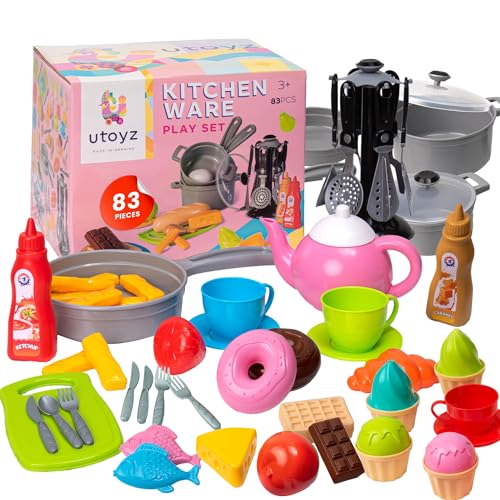 83 Pc Toddler Play Food Cooking Set with Toy Pots and Pans S225