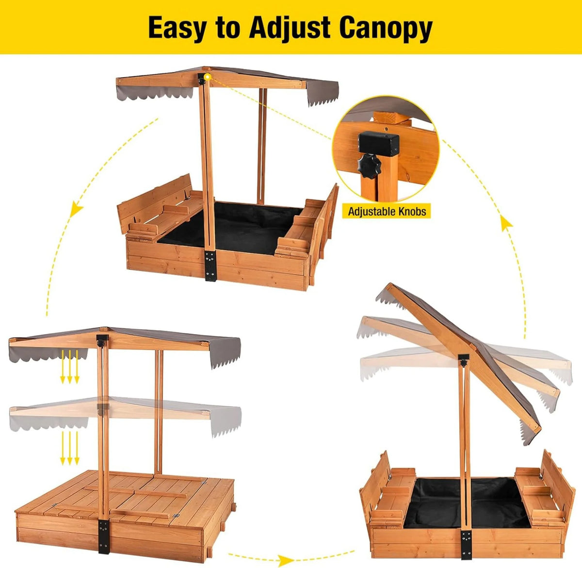 47'' Wooden Sandbox with Lid and Bench F415