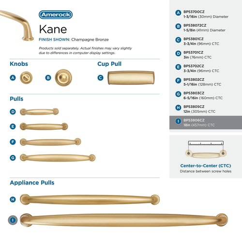 18" Center To Center Appliance Pull - Gold L553149