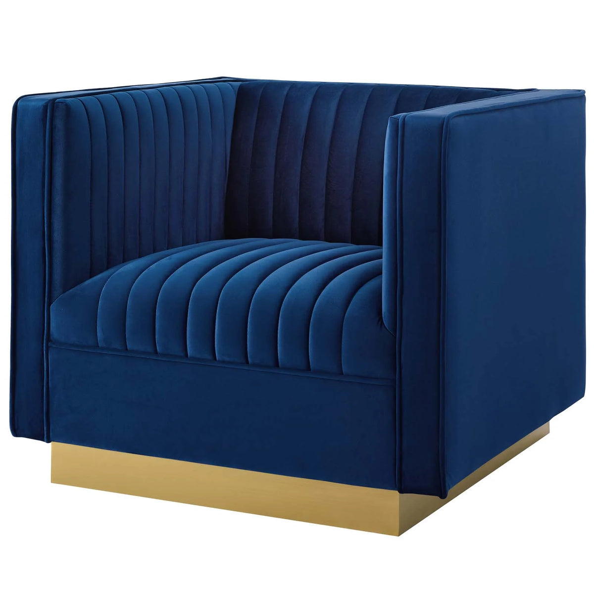 Blue Velvet Tufted Armchair and Sofa Set Y54109