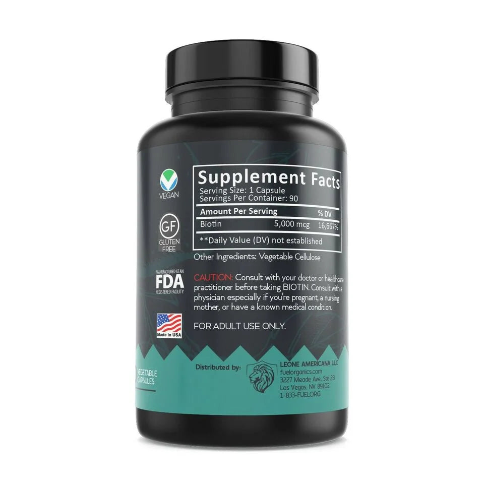 Biotin 5000mcg Supplement 90 Capsules J2478