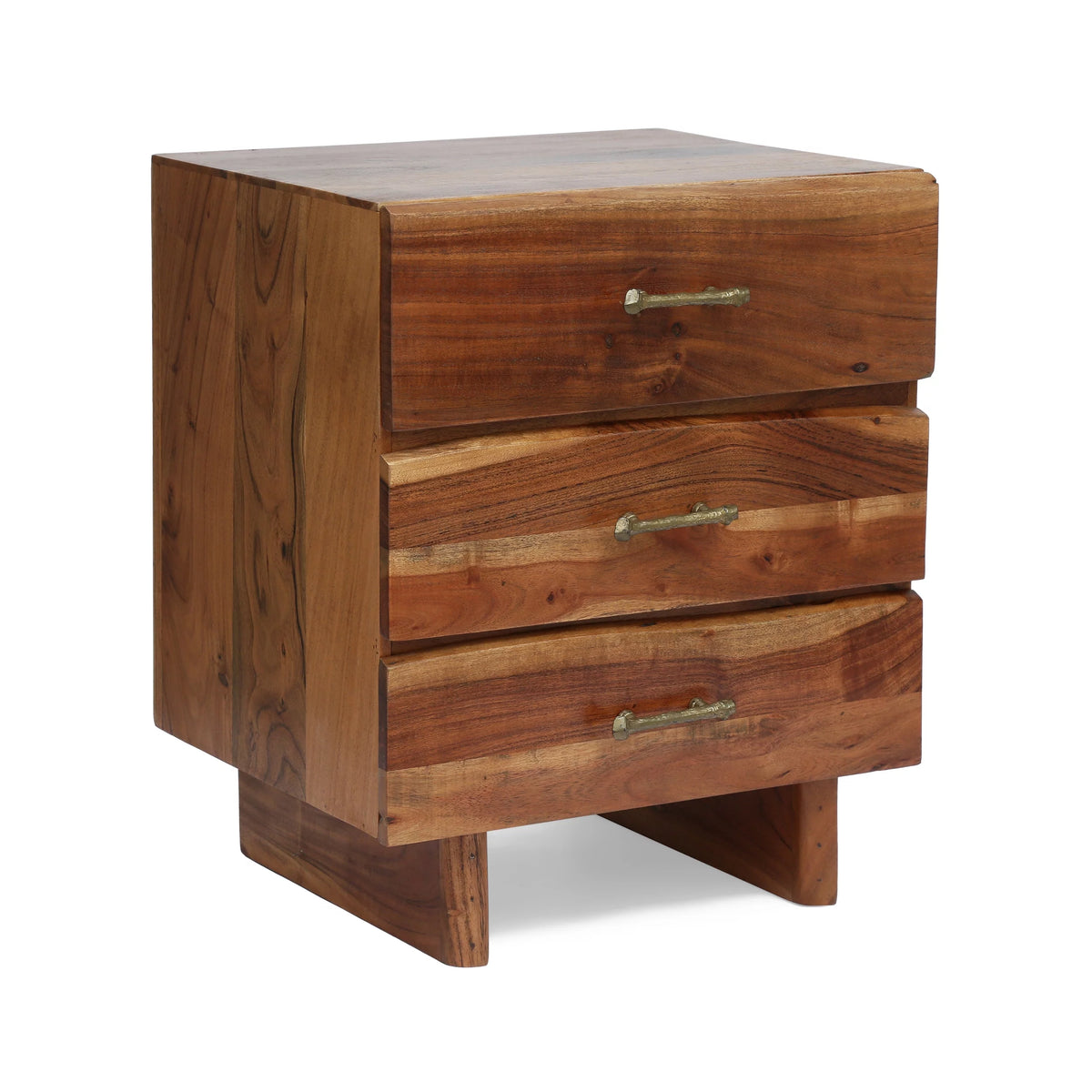 Acacia Wood 3 Drawer Nightstand Z19828