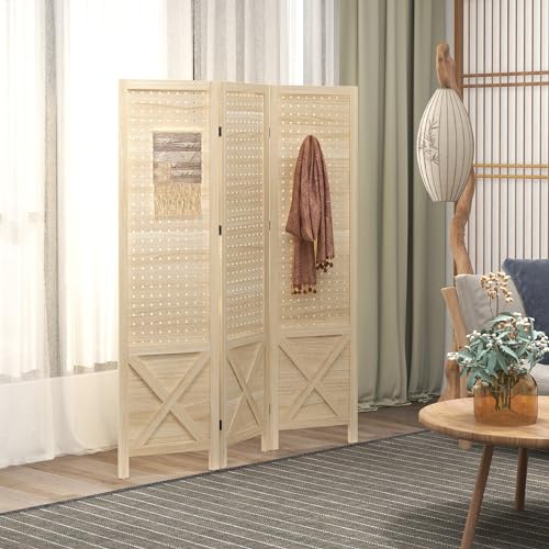 4 Panel Wood Folding Privacy Screen H78803