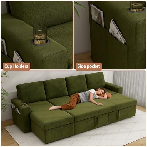 103" L-Shaped Sleeper Sofa Bed with Storage Chaise Y422190