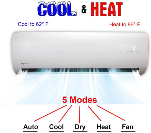 12000 BTU Mini Split Air Conditioner with Heat Pump J15370
