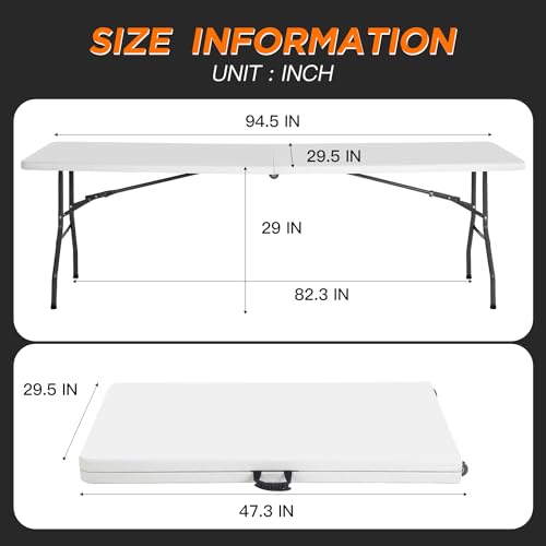 6FT White Folding Picnic Table O359