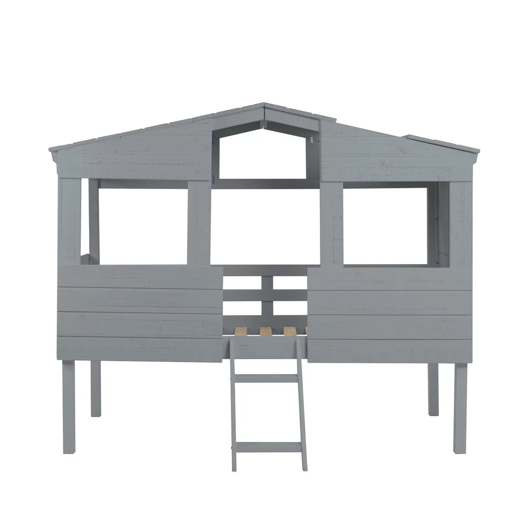Full Size Solid Pine Wood House Bed with Guard Rails F80405