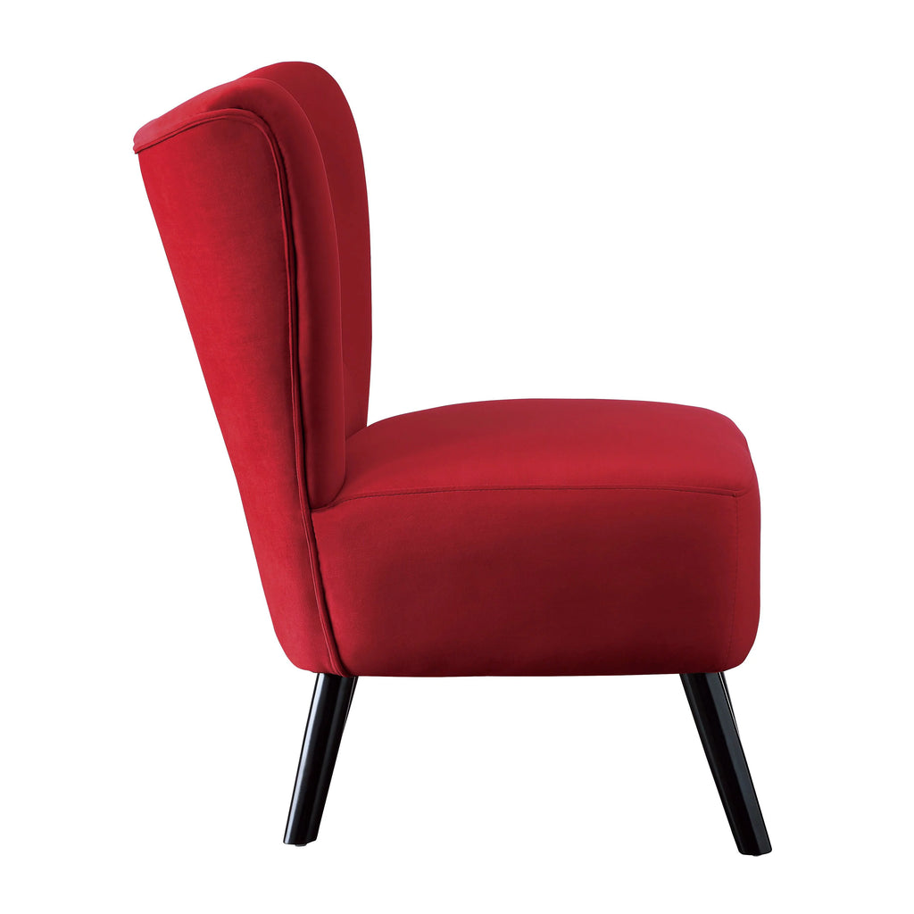 Red Button-Tufted Accent Chair with Wood Legs Q5594