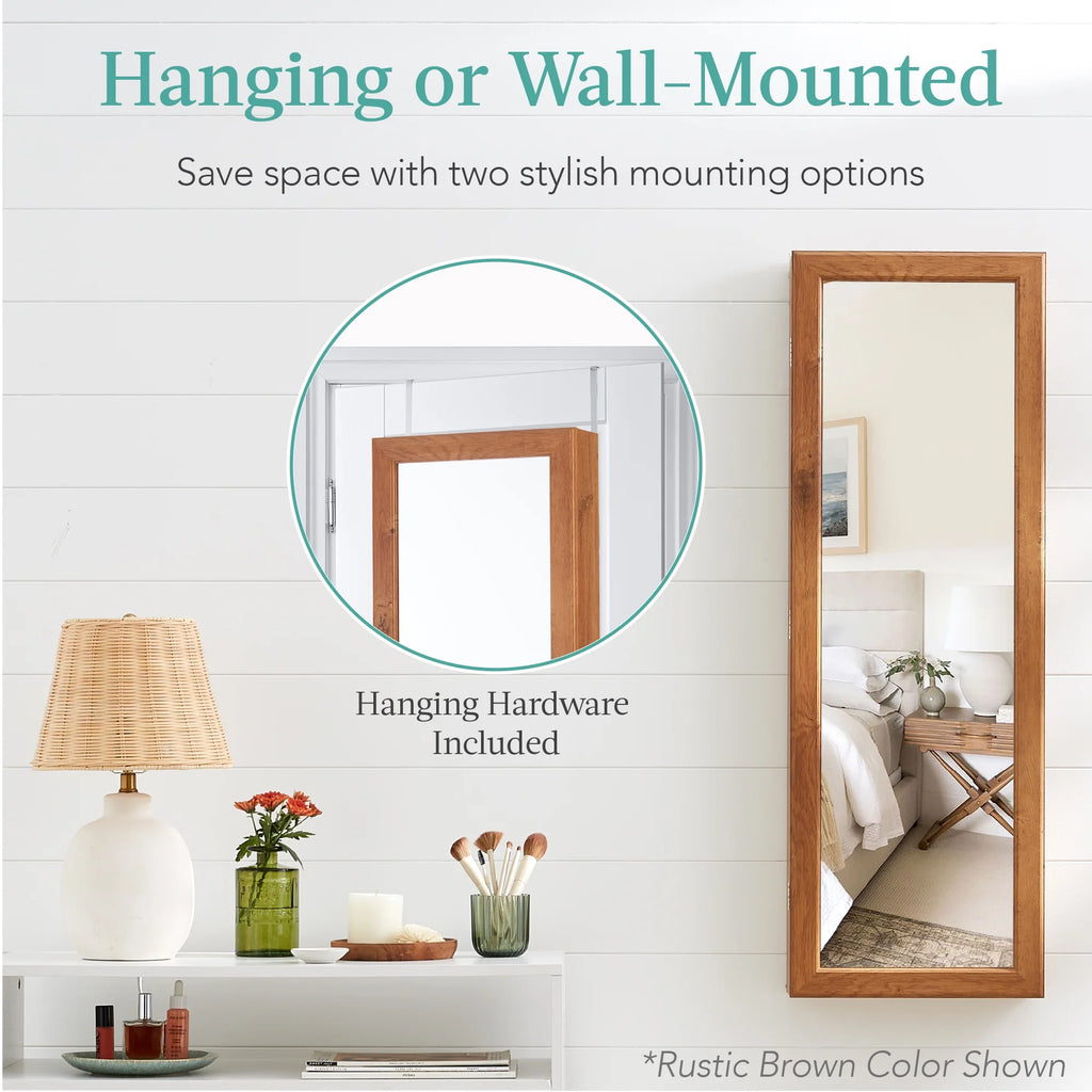 Hanging Mirror Jewelry Armoire with LED Lights T34854