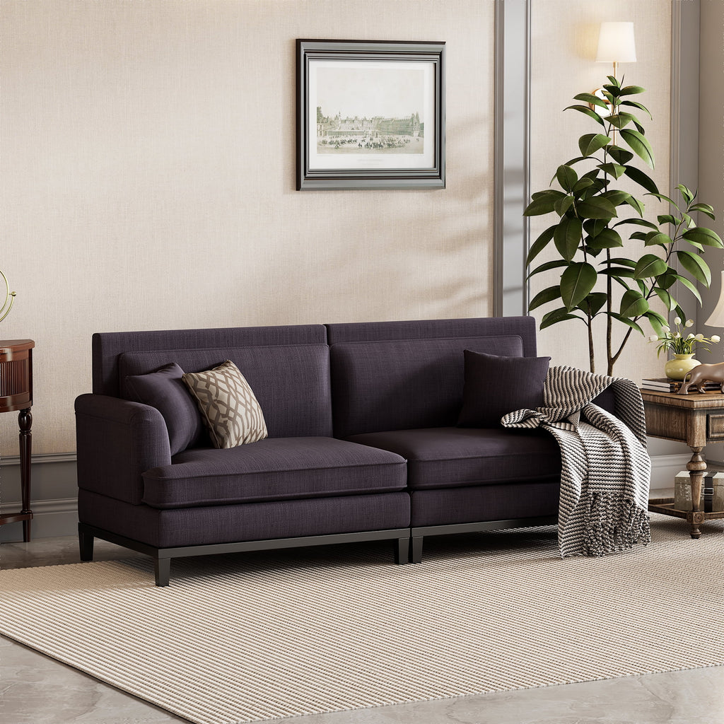Grey Upholstered Loveseat Sofa with 2 Pillows P1469