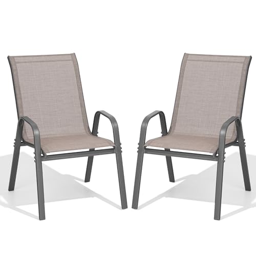 Brown Metal Stackable Patio Chairs Set of 4 V48120