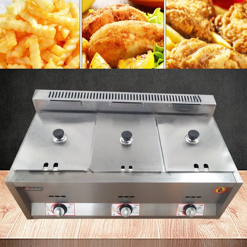 18L Propane NG Gas Fryer 3 Pan Y819