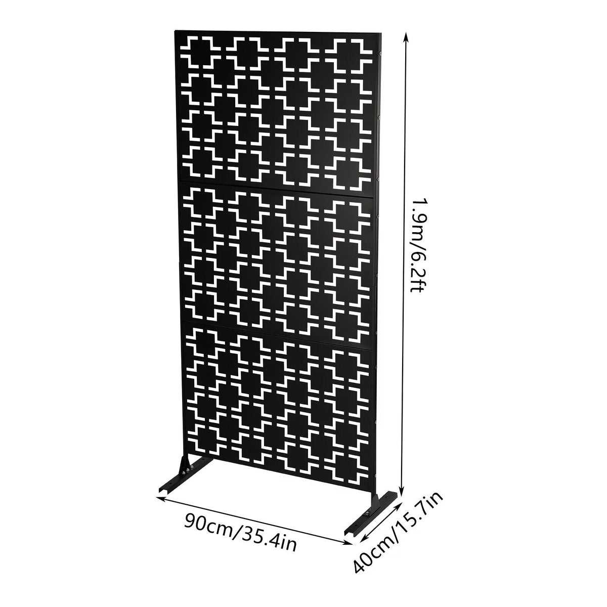 Black Metal Outdoor Privacy Screen Panel with Stand O637