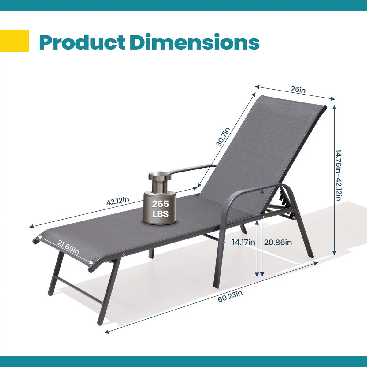 Set of 2 Gray Aluminum Outdoor Chaise Lounge Chairs L390985
