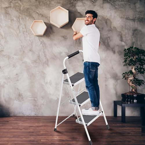 3 Step White Folding Step Stool X331277
