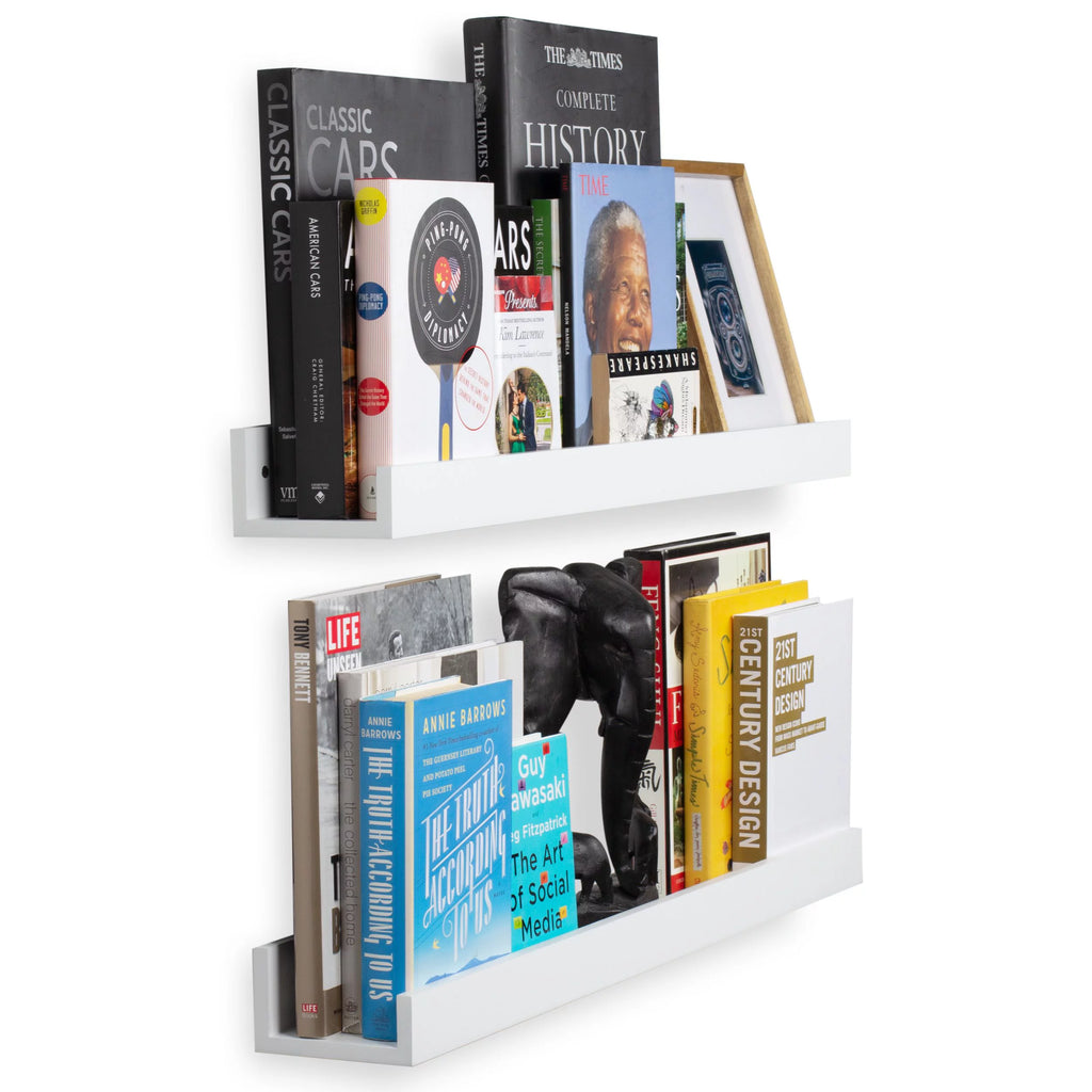 White Set of 2 Wall Floating Shelves D5288