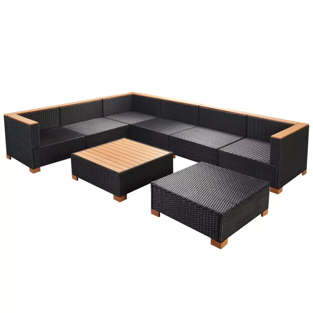 8 Piece Cushioned Poly Rattan Outdoor Conversation Set W67544