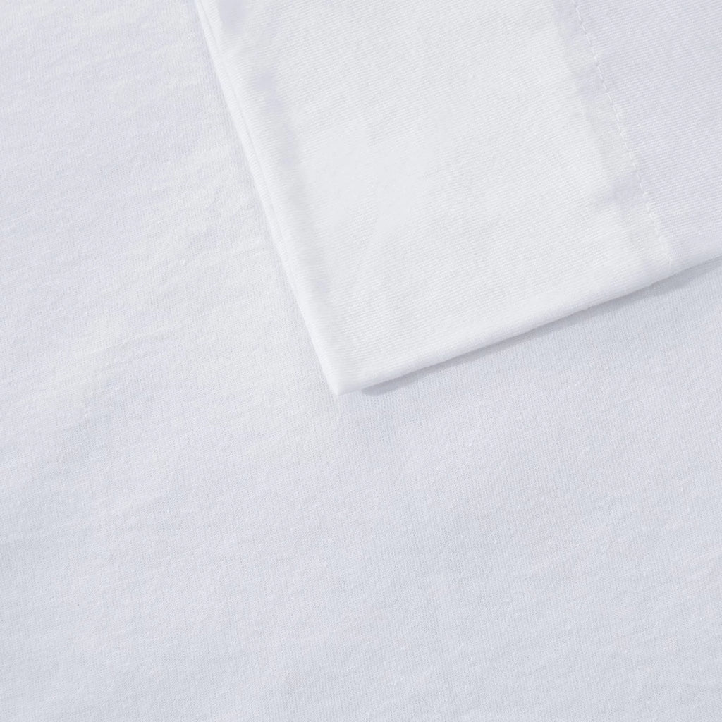 Cotton Blend Jersey Knit 4 Piece White Queen Sheet Set E679702