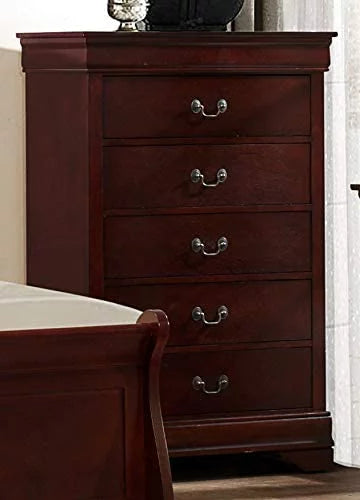 Deep Cherry 6Pc Wooden Queen Bedroom Set V31124