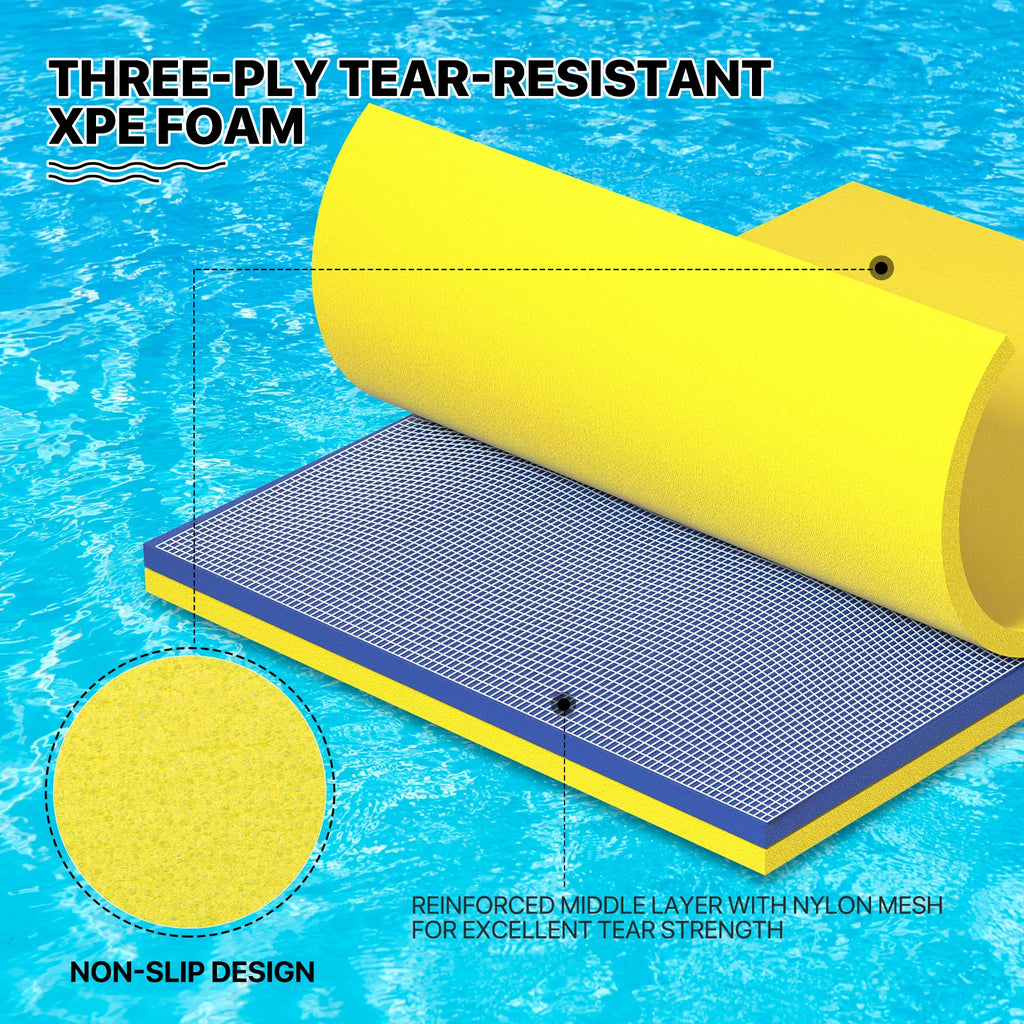 Yellow 3-Layer XPE Foam Water Floating Mat X4253