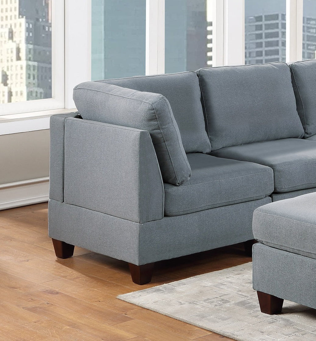 Grey Linen Like Fabric Corner Wedge Sofa A477
