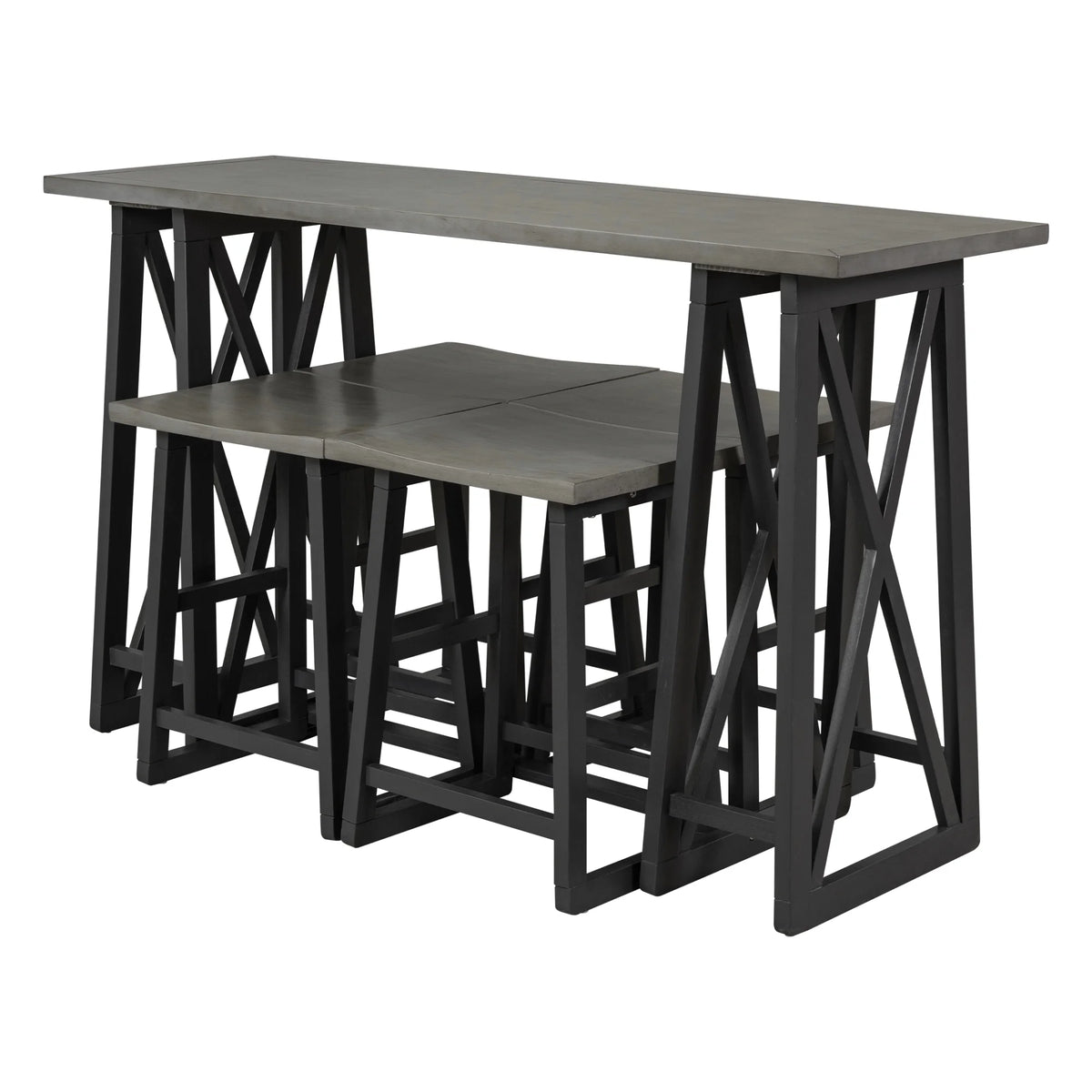Counter Height 5-Piece Dining Set with Wood Console Table Grey Q19699