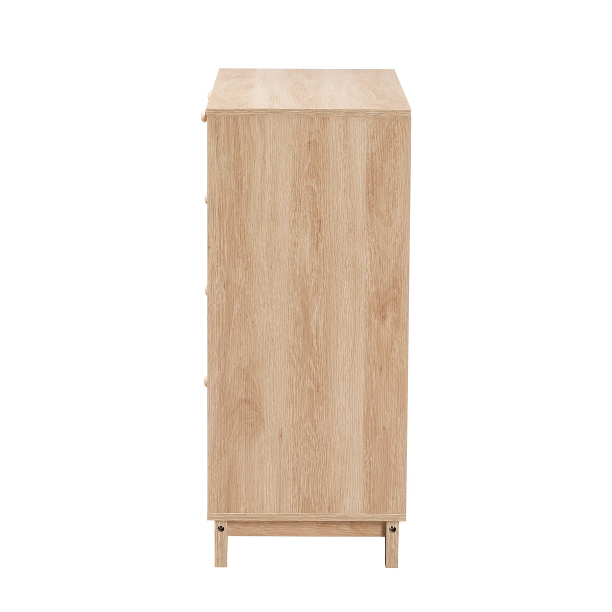 Oak Brown Wood and Natural Rattan 5-Drawer Storage Cabinet W622648