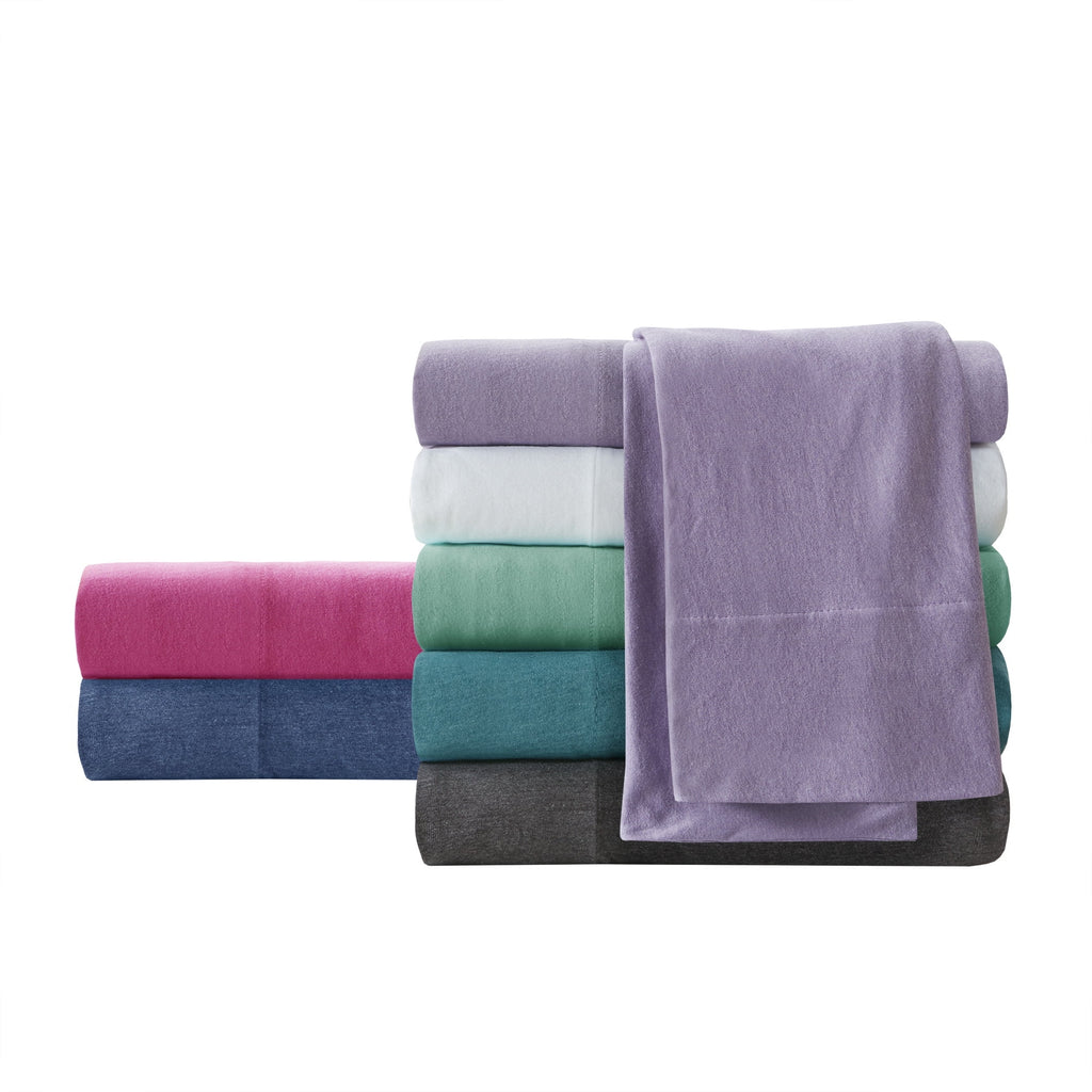 Cotton Blend Jersey Knit 4 Piece White Queen Sheet Set E679702