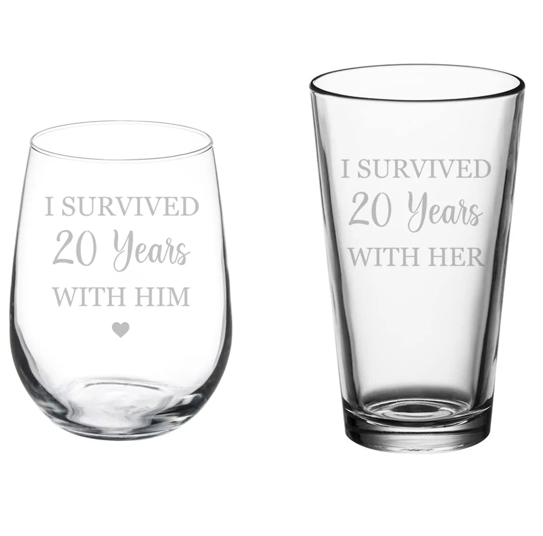 Set of 2 Stemless Wine & Beer Pint Glasses N71536