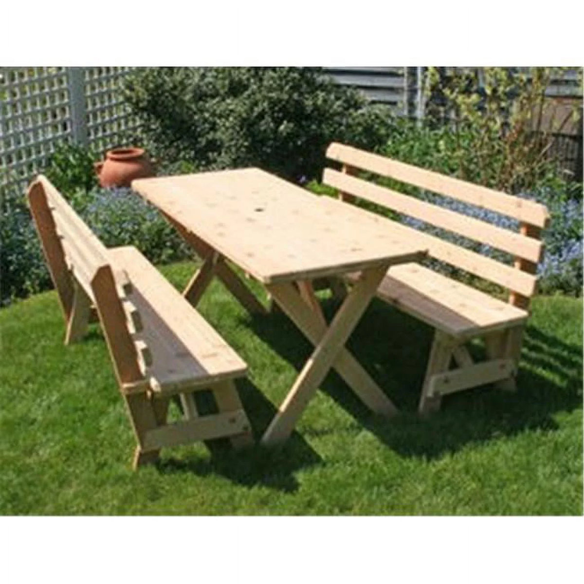 Cedar 4 ft. Picnic Table with 2 Backed Benches G782231