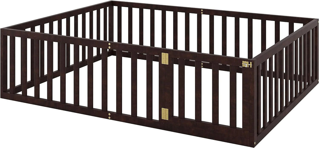 Queen Wood Floor Bed with Fence R829935