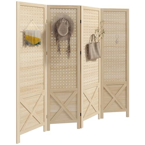4 Panel Wood Folding Privacy Screen H78803