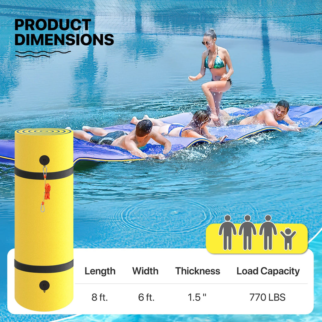 Yellow 3-Layer XPE Foam Water Floating Mat X4253