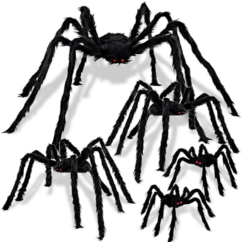 5 Packs Large Black Hairy Spider Set J45119