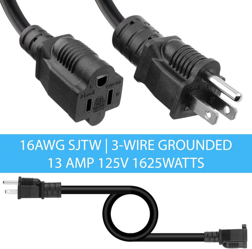 15 Feet 16AWG 13A 3 Prong Extension Cord 2 Pack J611999