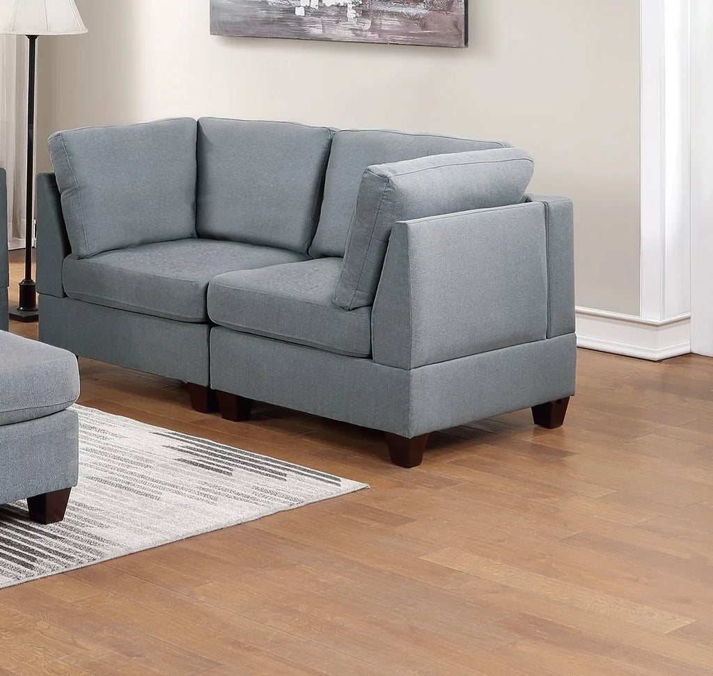 Grey Linen Like Fabric Corner Wedge Sofa A477